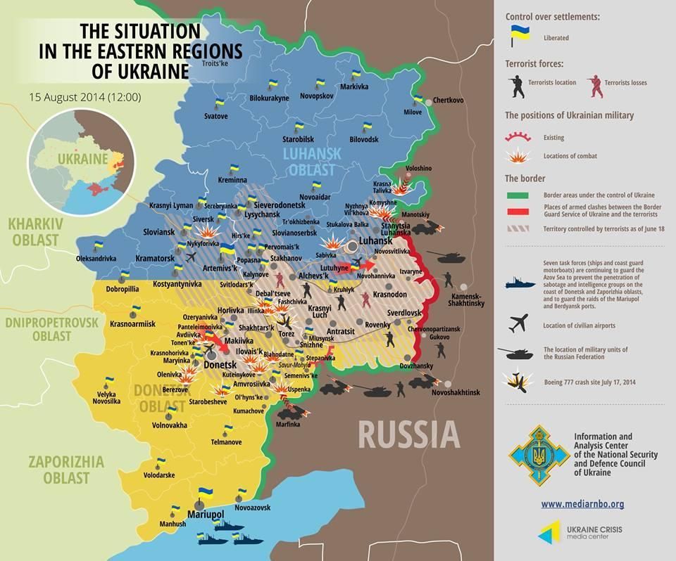 Ukrajina - mapa - 15. srpna