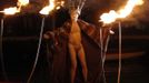 ¨An artist from the French performance group called Ilotopie performs in an aquatic show "MetaMorPhosiS Aquaticae" on the Cannaregio Canal during a parade as part of the opening ceremony of the Venice carnival January 26,2013. REUTERS/Alessandro Bianchi (ITALY - Tags: SOCIETY) Published: Led. 26, 2013, 8:40 odp.