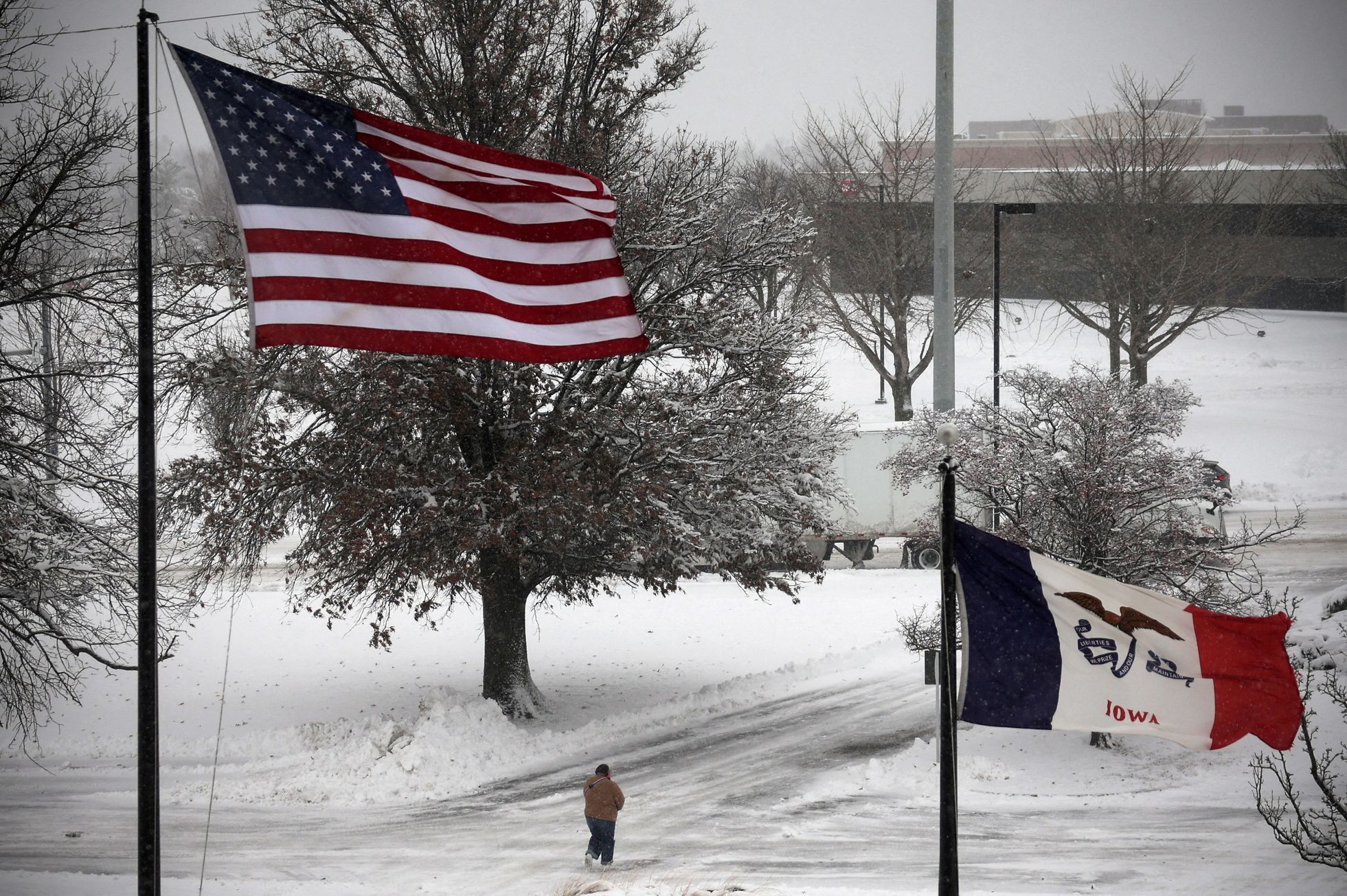 Iowa usa volby zima sníh