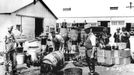 Orange County Sheriff's deputies dumping illegal booze, Santa Ana, 3-31-1932