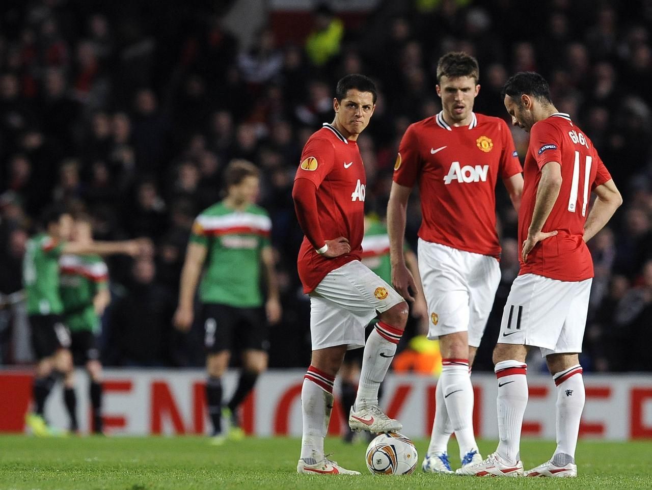 Evropská liga: Manchester United - Bilbao (Javier Hernandez, Michael Carrick, Ryan Giggs)