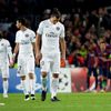 Paris St Germain's Zlatan Ibrahimovic and team-mates react after Barcelona scored their third goal during their Champions League Group F soccer match against Barcelona at the Nou Camp stadium in Barce
