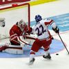 Czech Republic's Simon scores the game winning goal on Canada's goalie Paterson during a shootout in their IIHF World Junior Championship ice hockey game in Malmo