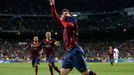 Barcelona's Messi celebrates after scoring a penalty goal against Real Madrid during La Liga's second 'Clasico' soccer match of the season in Madrid