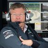 Mercedes Formula One team principal Ross Brawn looks on duri