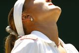 Ruská tenistka Naďa Petrovová ve čtvrtfinále Wimbledonu proti krajance Jeleně Dementěvové.