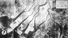 Hiroshima after atom bomb, aerial view Hiroshima after atom bomb. Image 2 of 2. Aerial photograph of the Japanese port of Hiroshima on 11th August 1945, during World War II, five days after it had been destroyed by a US atomic bomb. The central blast area (upper right) was around three kilometres across. This was the first atomic bomb used in warfare, the second being used over Nagasaki three days later. Over 220,000 people died in the attacks, and thousands were injured. Japan surrendered a few days later. For Hiroshima before the bombing, see image T162/126.