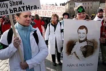 Demonstrace zdravotníků v Praze