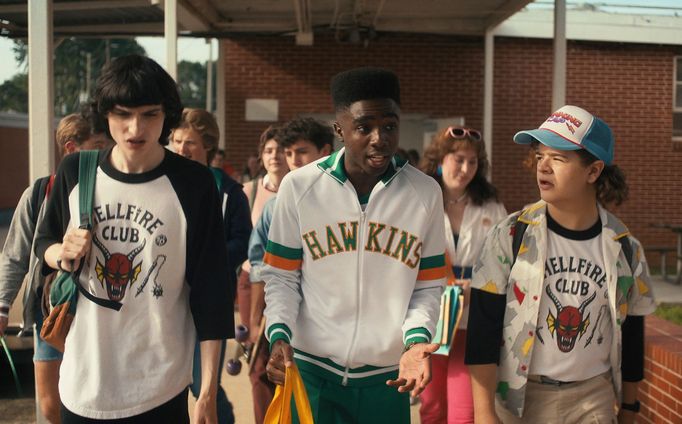 Finn Wolfhard jako Mike, Caleb McLaughlin coby Lucas a Gaten Matarazzo v roli Dustina.