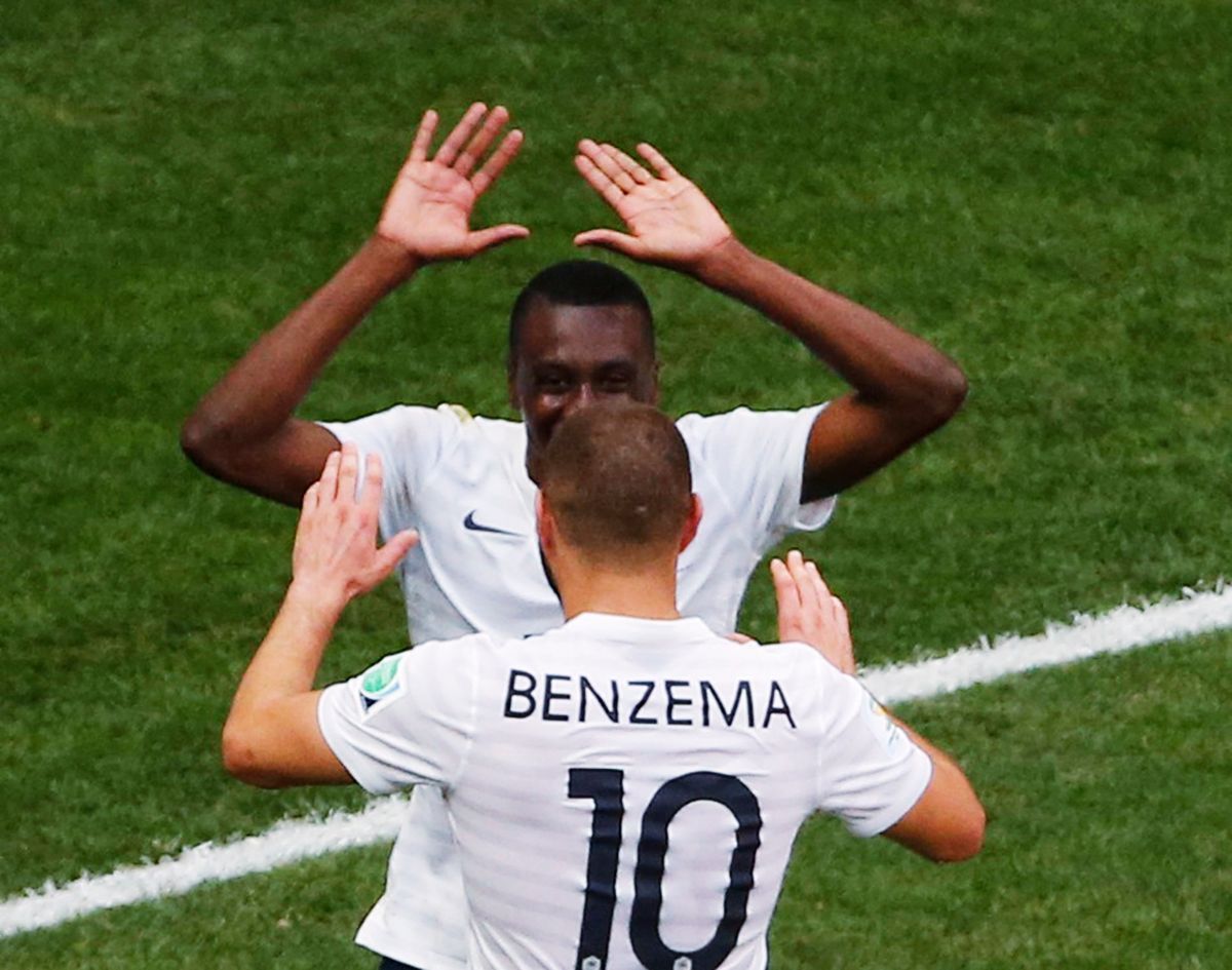 MS 2014, Francie-Nigérie: radost Francie; Blaise Matuidi a Karim Benzema