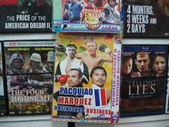 Záznamy se slavnými zápasy Mannyho Pacquiaa jsou na Filipínách běžně k dostání v obchodech s hudebními a filmovými nosiči.
