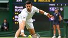 Novak Djokovič ve čtvrtfinále Wimbledonu 2021.