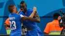 Italy's Mario Balotelli (R) and his teammate Marco Verratti celebrate after Balotelli scored a goal against England during their 2014 World Cup Group D soccer match at th