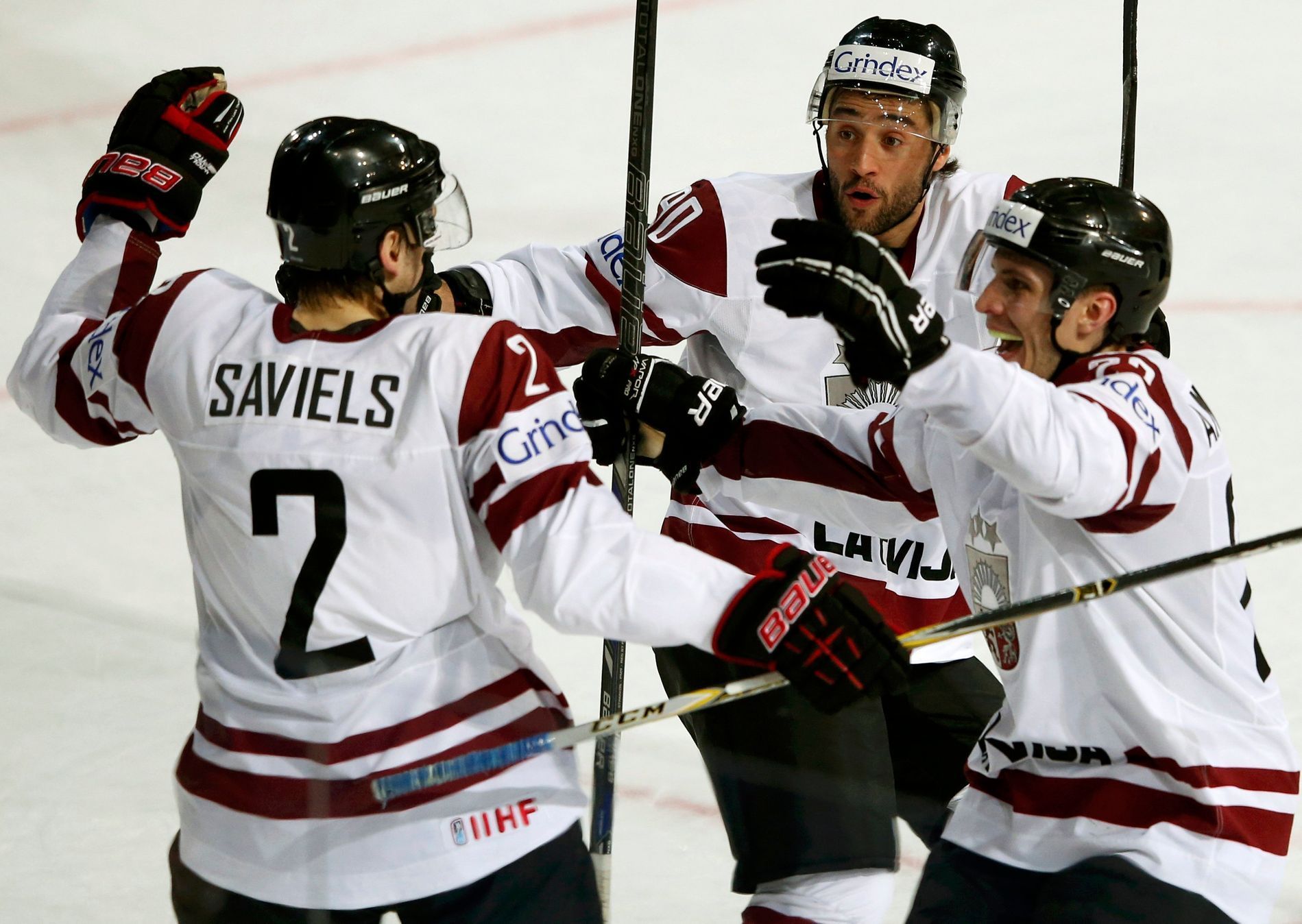 Saviels, Jass a Andersons slaví branku Lotyšska na MS 2013