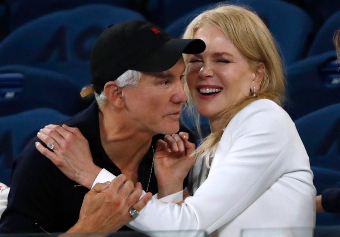 Nicole Kidmanová a Baz Luhrmann (režisér) na semifinále Australian Open 2019