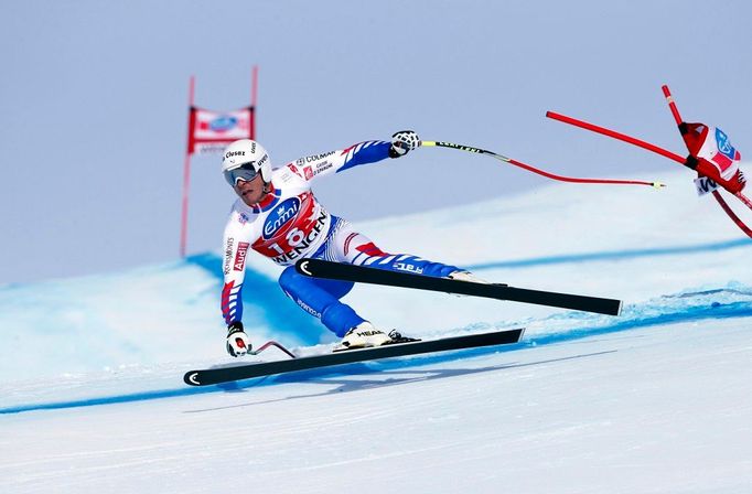 Francouzský sjezdař Johan Clarey ve Wengenu při překonání rychlostního rekordu.