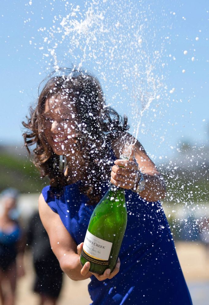 Li Na oslavuje na Australian Open 2014