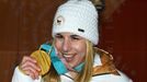 Ester Ledecká se zlatou medailí ze super-G na ZOH 2018