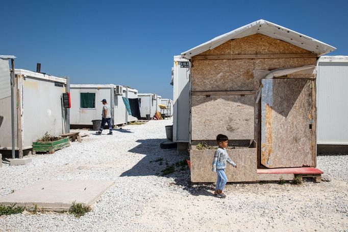 Uprchlický tábor Kara Tepe na ostrově Lesbos v Řecku.