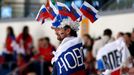 A fan of Russia's team attends their men's ice hockey World Championship group B game against Kazakhstan at Minsk Arena in Minsk May 14, 2014. REUTERS/Alexander Demianchu