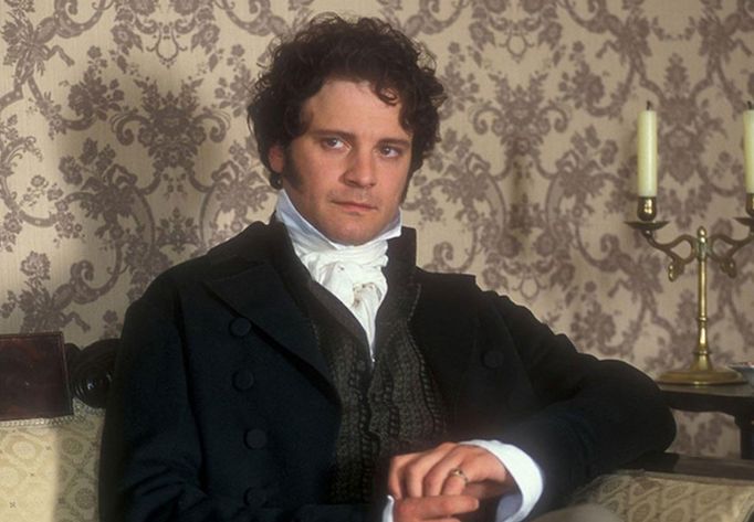 Colin Firth jako pan Darcy v televizní šestidílné adaptaci románu Pýcha a předsudek (1995).