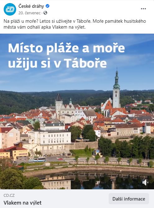 české dráhy reklama léto
