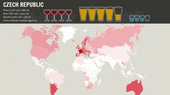 Mapa míry konzumace alkoholu podle WHO