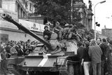 Brno on 21 August 1968 - the Soviet tank surrounded by the locals