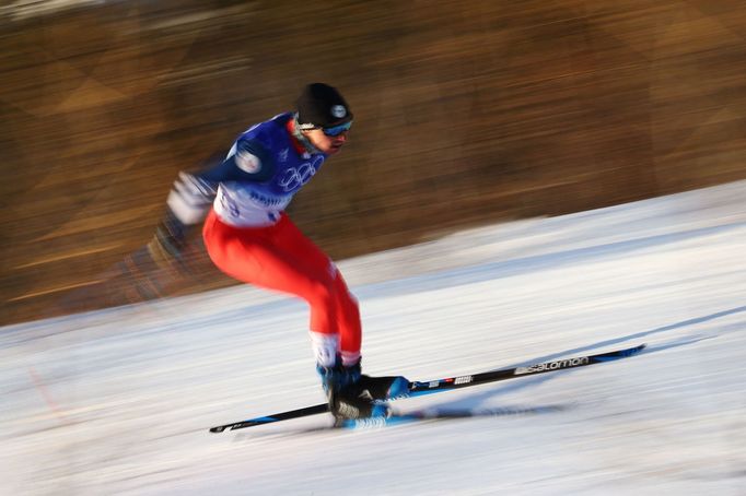 Jan Pechoušek v kvalifikaci sprintu na olympiádě v Pekingu 2022