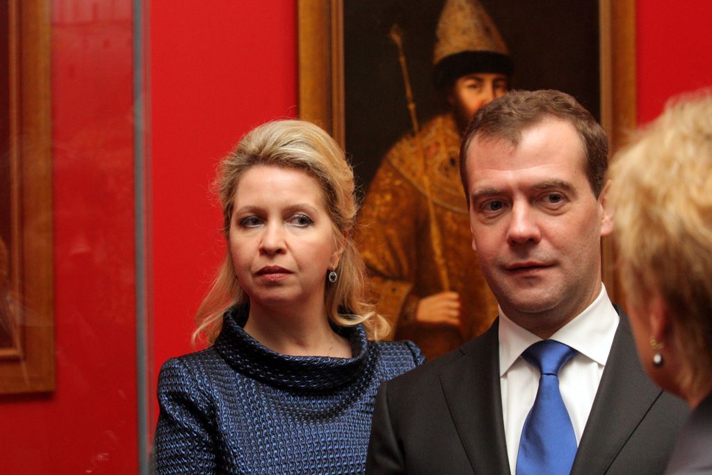Dmitrij Medvěděv v Praze na výstavě