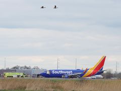 Boeing 737 společnosti Southwest Airlines, který musel nouzově přistát ve Filadelfii.
