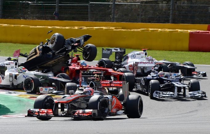 Karamboly ve Formuli 1 na Velké ceně Belgie 2012.