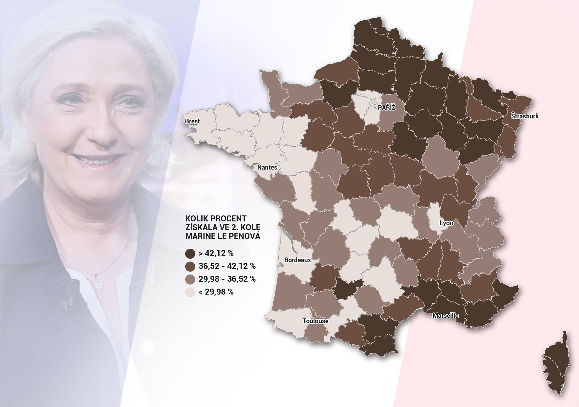 Le Penová - výsledky 2. kola voleb - mapa