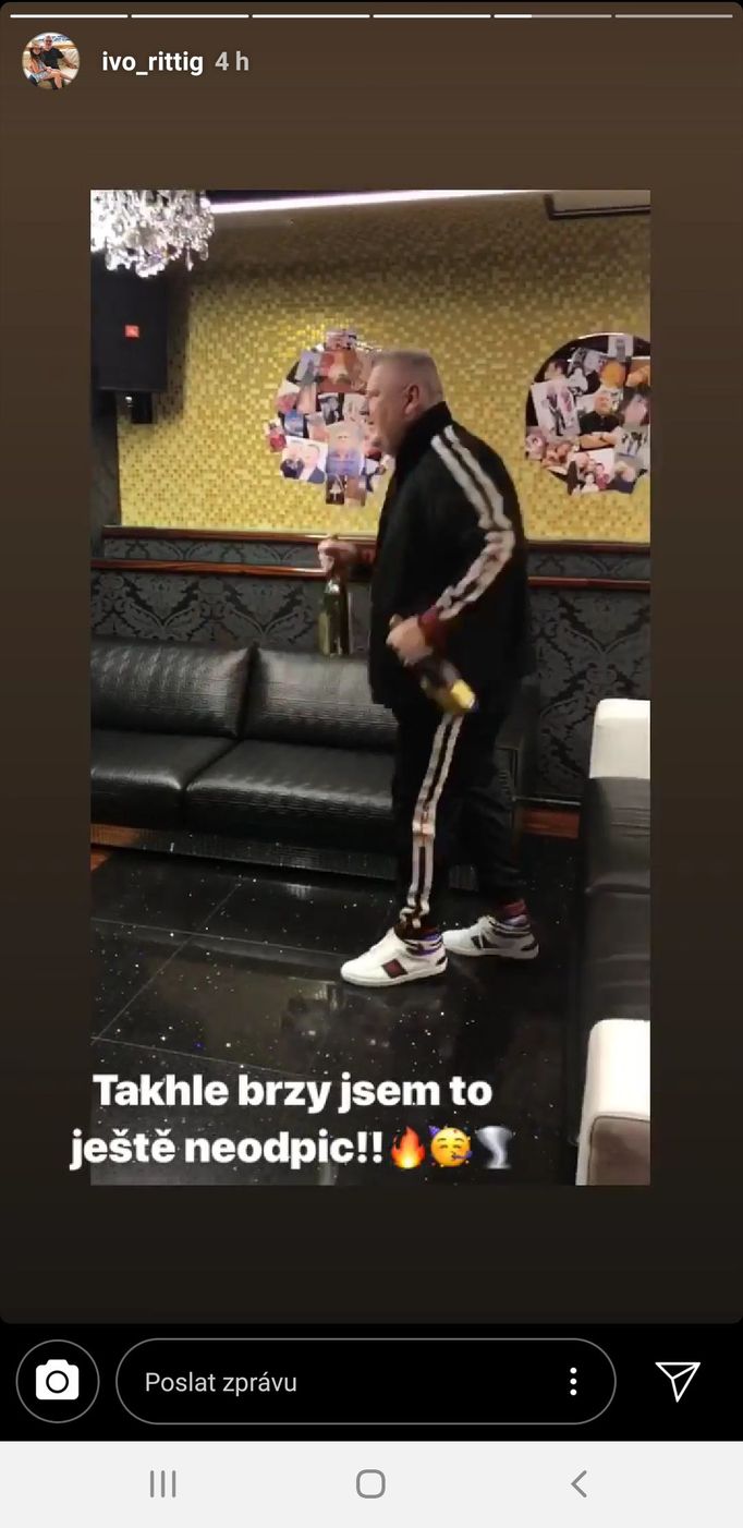 Rittig tančí se šampaňským na instastories