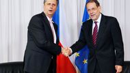 Setkání Jana Fischera s šéfem zahraniční politiky EU Javierem Solanou.