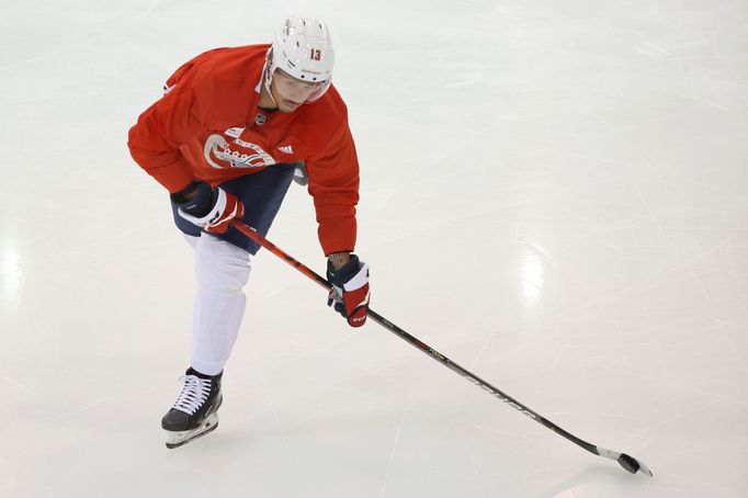 Jakub Vrána při tréninku Washingtonu Capitals