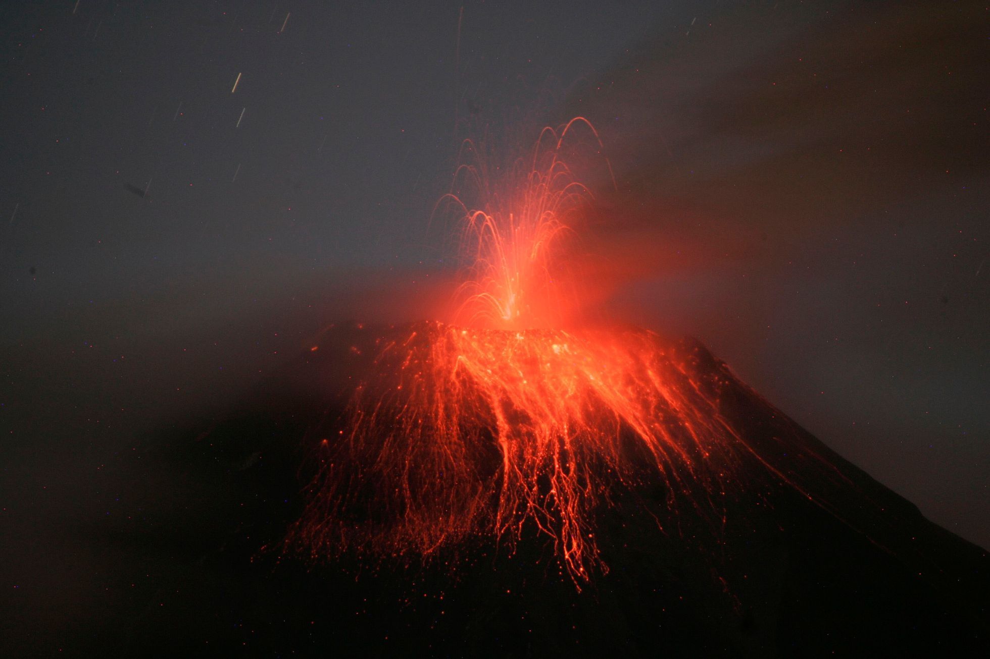 Sopka Tungurahua v Ekvádoru