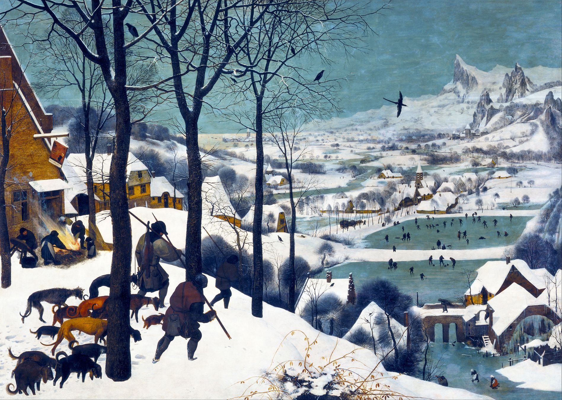 Pieter Bruegel starší: Lovci ve sněhu