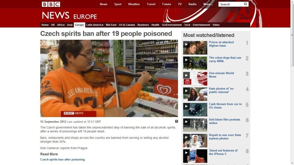 Zahraniční média píší o české prohibici, BBC