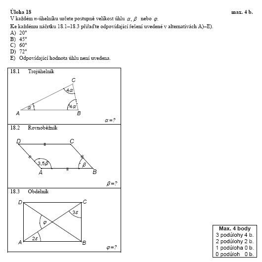 Matematika - nižší úroveň - úloha 18