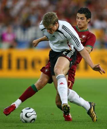 Cristiano Ronaldo na MS 2006 v souboji s Německem