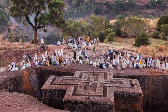 Křesťanská pouť do Lalibely (Etiopie, 2014).