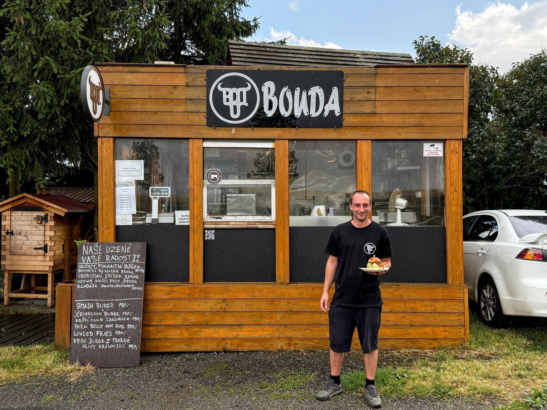 bbq bouda, bistro, bouda, jídlo, vaření, gastronomie, maso, Unhošť, Praha