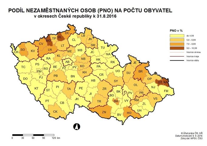 Nezaměstnanost v srpnu 2016