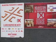 Bojkotujte srbské výrobky. Jeden z plakátů albánského hnutí za nezávislost.