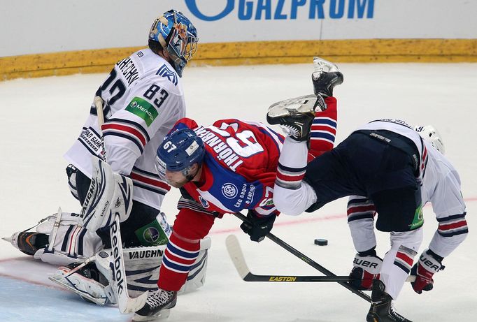 Finále KHL, Lev-Magnitogorsk: Martin Thörnberg (67) - Vasilij Košečkin (83)