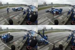 VIDEO Jezdec IndyCar v boxech smetl vlastního mechanika