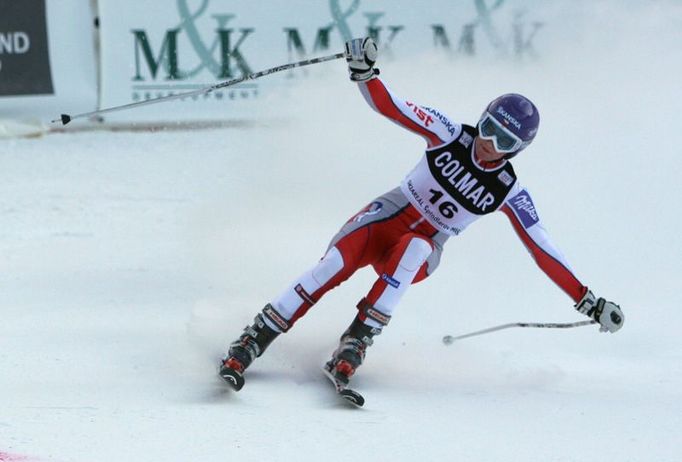 Šárka Záhrobská v cíli druhého kola. Po prvním kole byla 21., nakonec skončila na 27. místě, se ztrátou tři a půl vteřiny na vítězku.