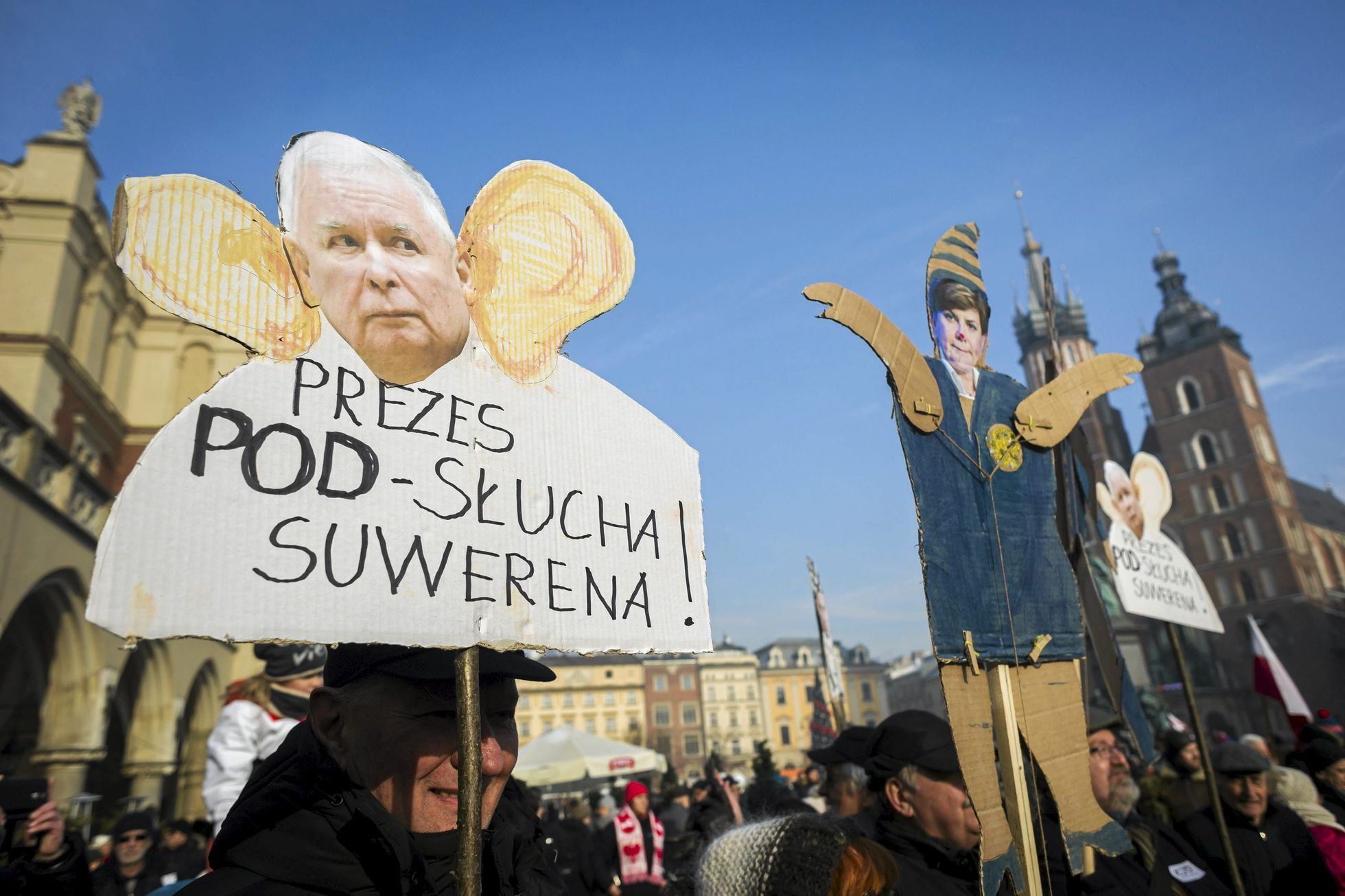 Protivládní demonstrace v Krakově.