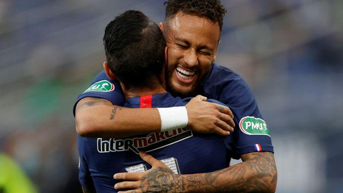 Neymar po vstřelení vítězného gólu ve finále francouzského poháru.